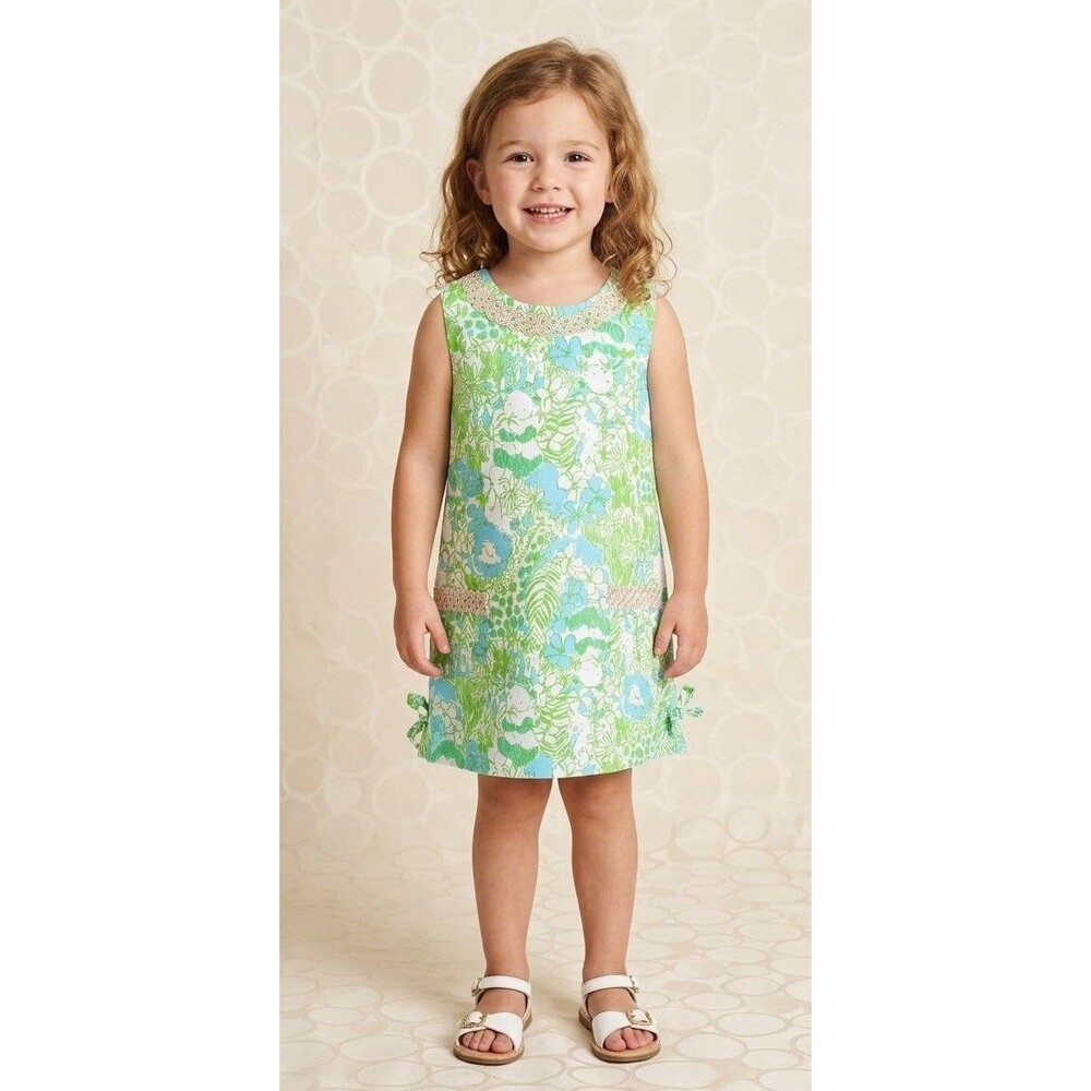 Lilly Pulitzer Girls Green Zoo Print Dress Size 4